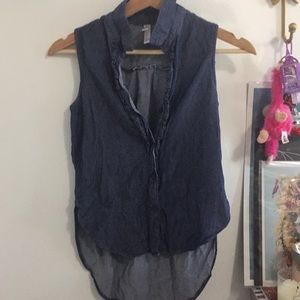 Denim “muscle tee” blouse